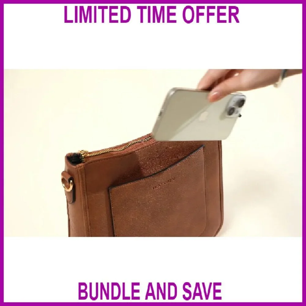 Vegan Leather Crossbody Bag Adjustable Guitar Strap Multi-Pocket Hobo Purse
